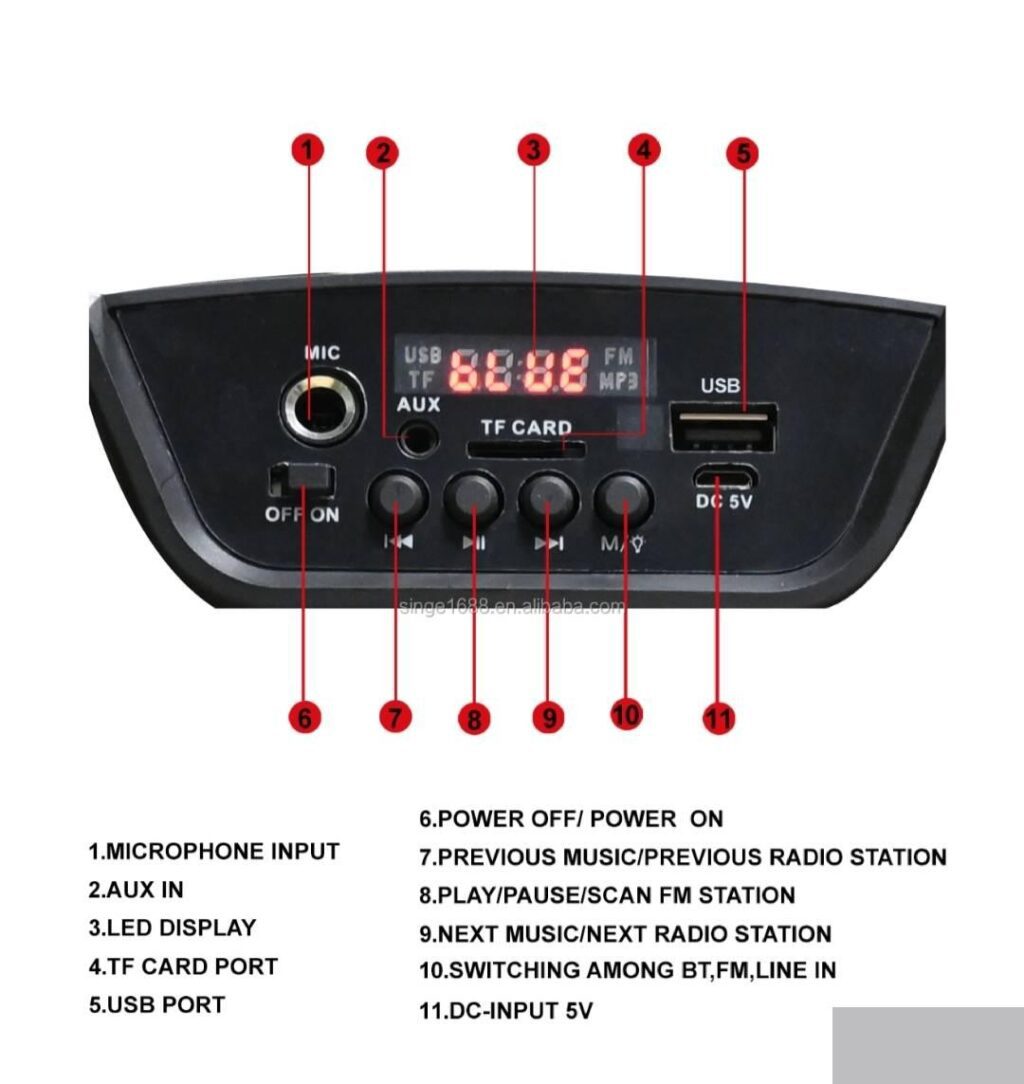 Bluetooth zvučnik  6.5″ model ZQS 6108 sa mikrofonom-Bluetooth zvučnik  6.5″ model ZQS 6108 sa mikrofonom - Image 4