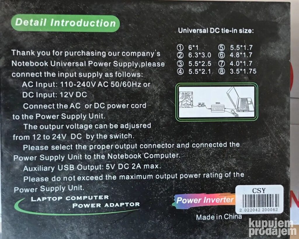 Univerzalni punjač za laptop 120W 2in1/Auto punjač - Image 2