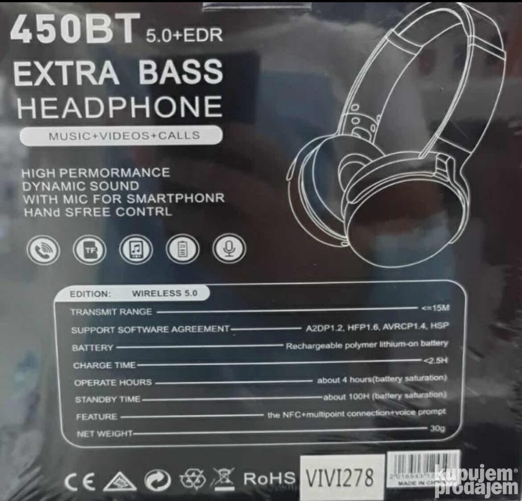 Slušalice 450BT Bežične Bluetooth Slušalice – Slušalice 450BT Bežične Bluetooth Slušalice - Image 2