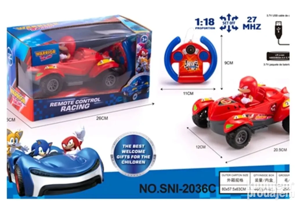 Knuckles the hedgehog trkački auto ba daljinski – Knuckles the hedgehog trkački auto ba daljinski