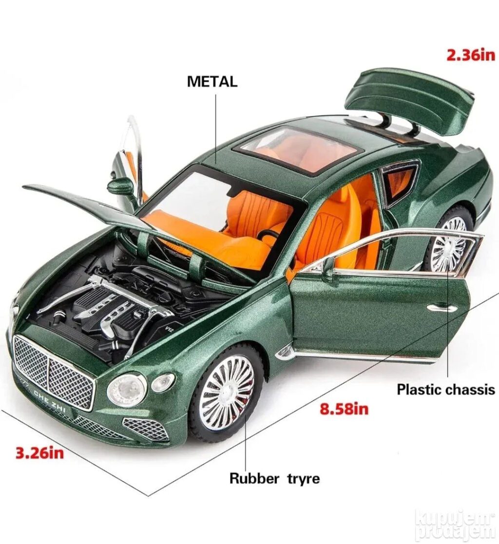 Bently continental 1/24 metalni muzički autić - Image 5