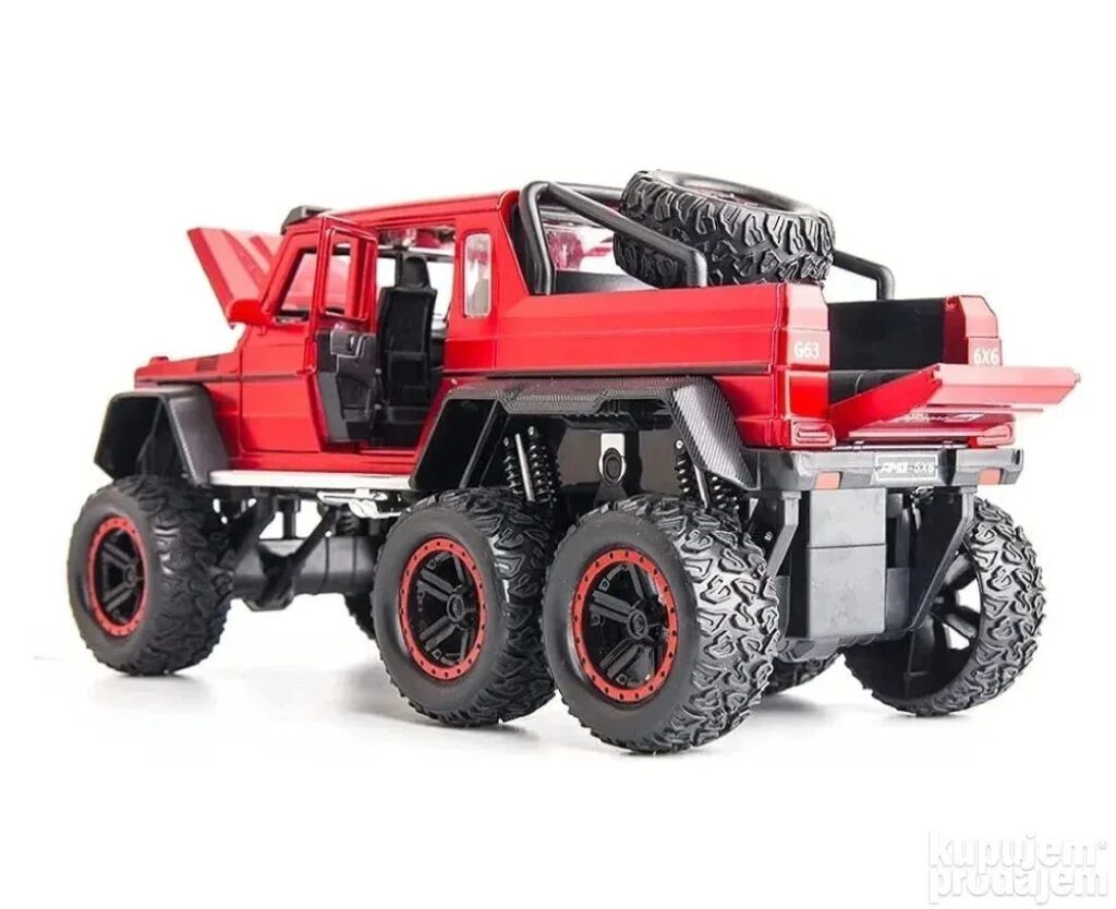 Mercedes benz G63 6x6 crveni metalni auto - Image 2