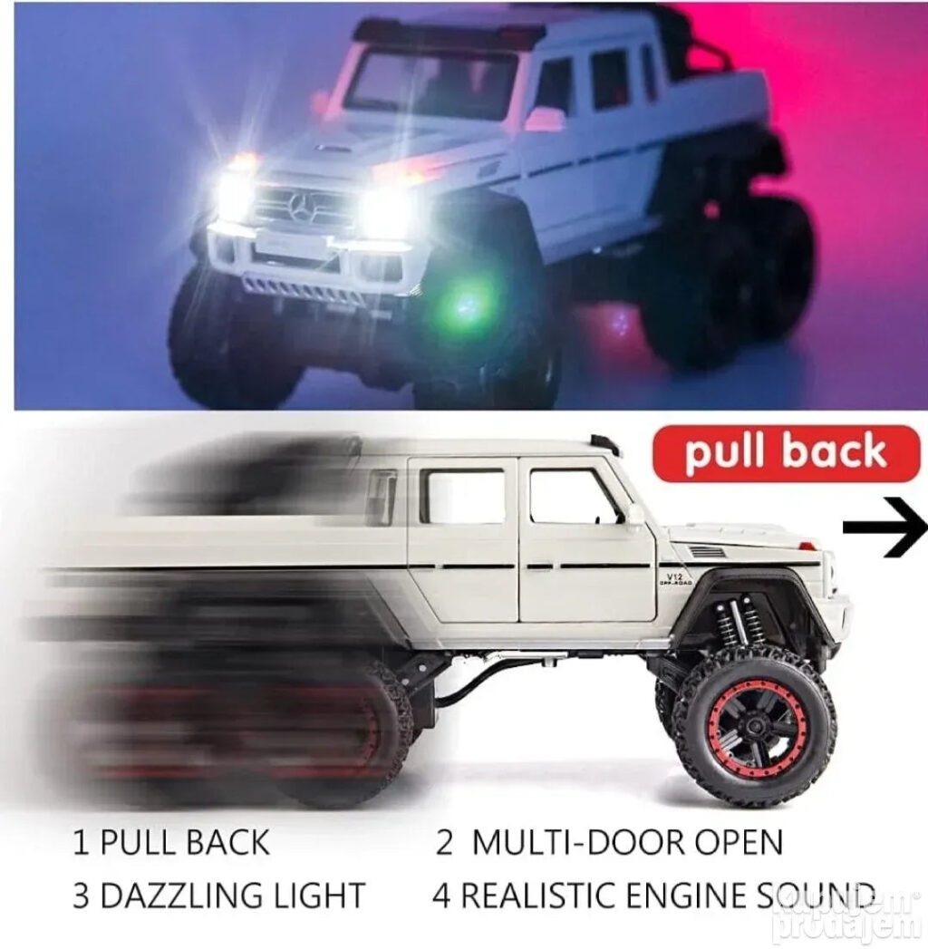 Mercedes benz G63 6x6 crveni metalni auto - Image 4