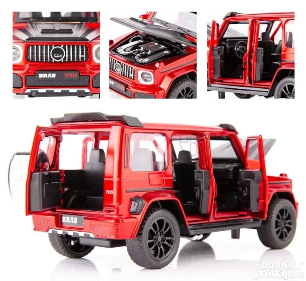 Mercedes G700 Brabus 1:32 crevni metalni auto - Image 4