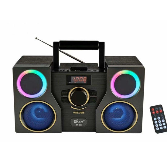 0070257 mini chaine musicale woofer bluetooth sans fil avec panneau pour recharge solaire et telecommande 550 1